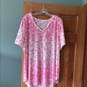Pink Floral V-Neck Top LULAROE
